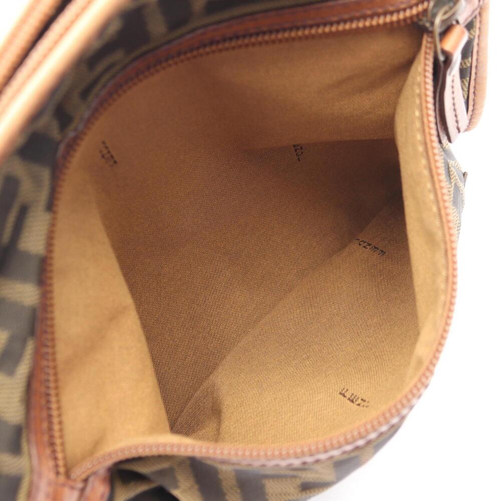 Fendi Zucca Shoulder Bag/Handbag, Canvas and Leather, Women's, Brown/Black, 7... - Picture 9 of 10